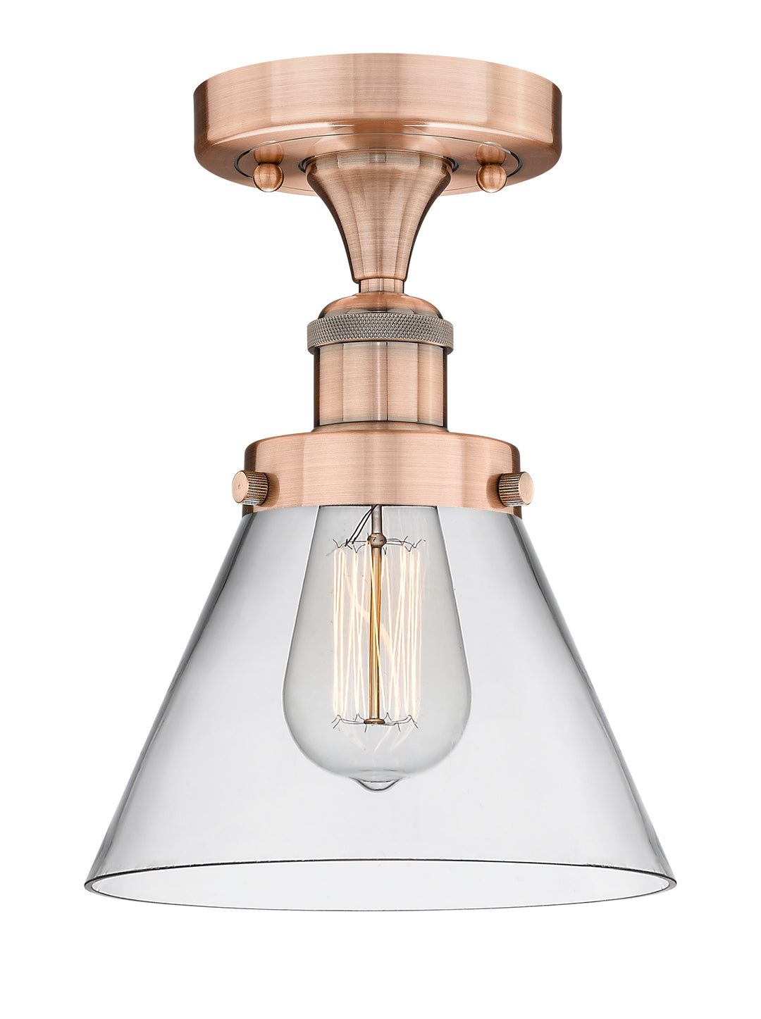 Innovations Lighting Cone 8" Semi-Flush Mount - Antique Copper