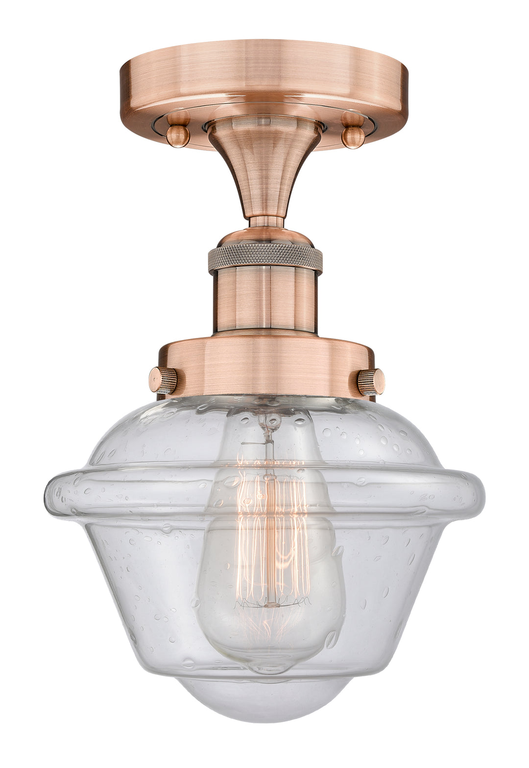 Innovations Lighting Oxford 7.5" Semi-Flush Mount - Antique Copper Ceiling Semi Flush Mounts Innovations Lighting Seedy ; Glass Type: Seedy; Ribbed  