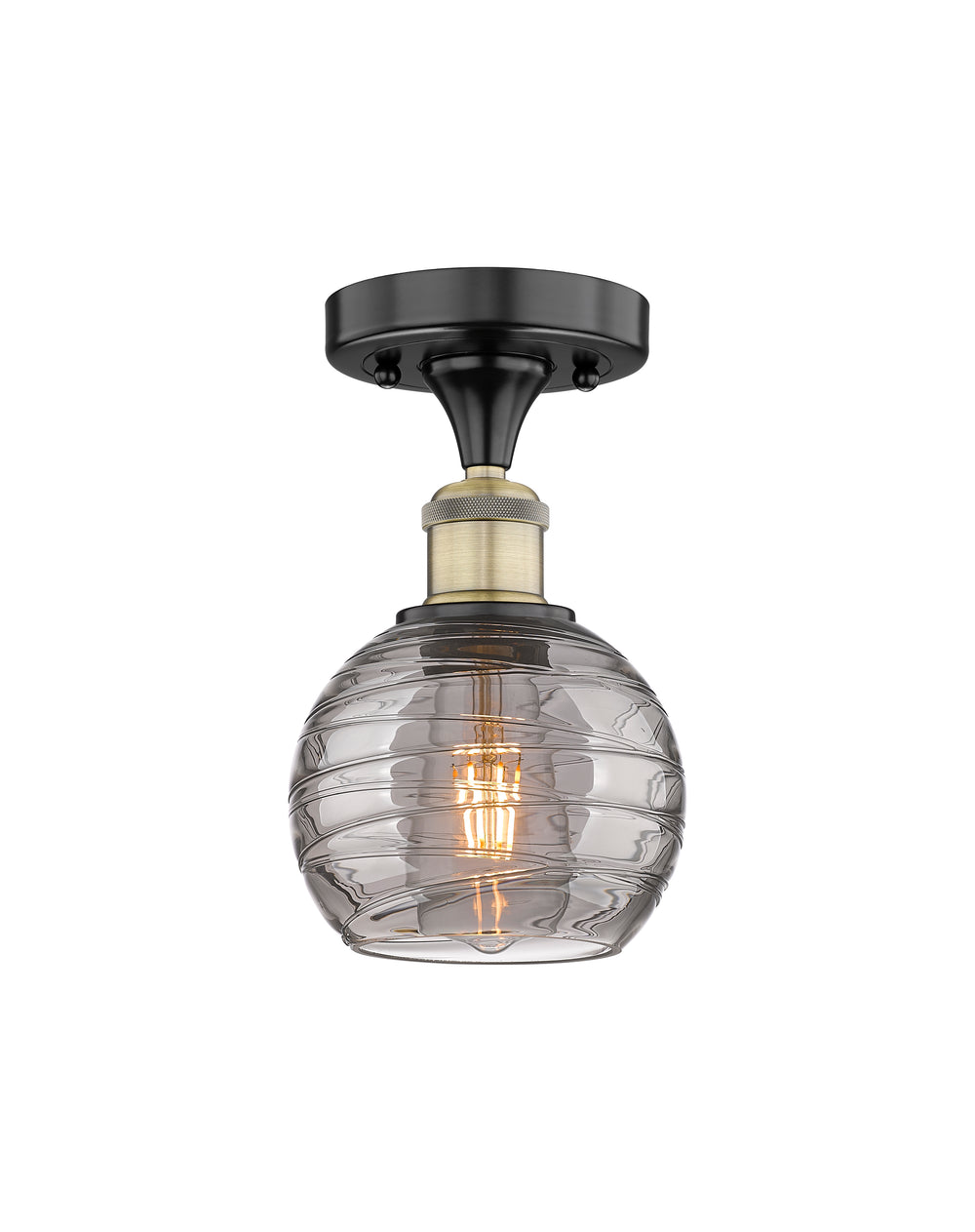 Innovations Lighting Athens Deco Swirl 6" Semi-Flush Mount - Black Antique Brass