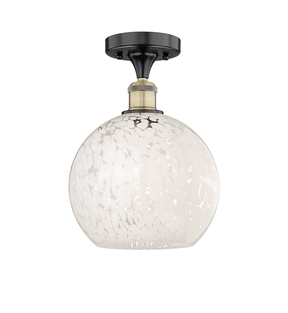 Innovations Lighting White Mouchette 10" Semi-Flush Mount - Black Antique Brass
