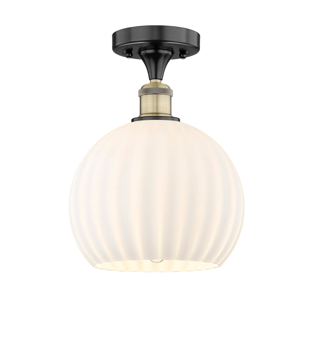 Innovations Lighting White Venetian 10" Semi-Flush Mount - Black Antique Brass Ceiling Semi Flush Mounts Innovations Lighting White Venetian ; Glass Type: White  