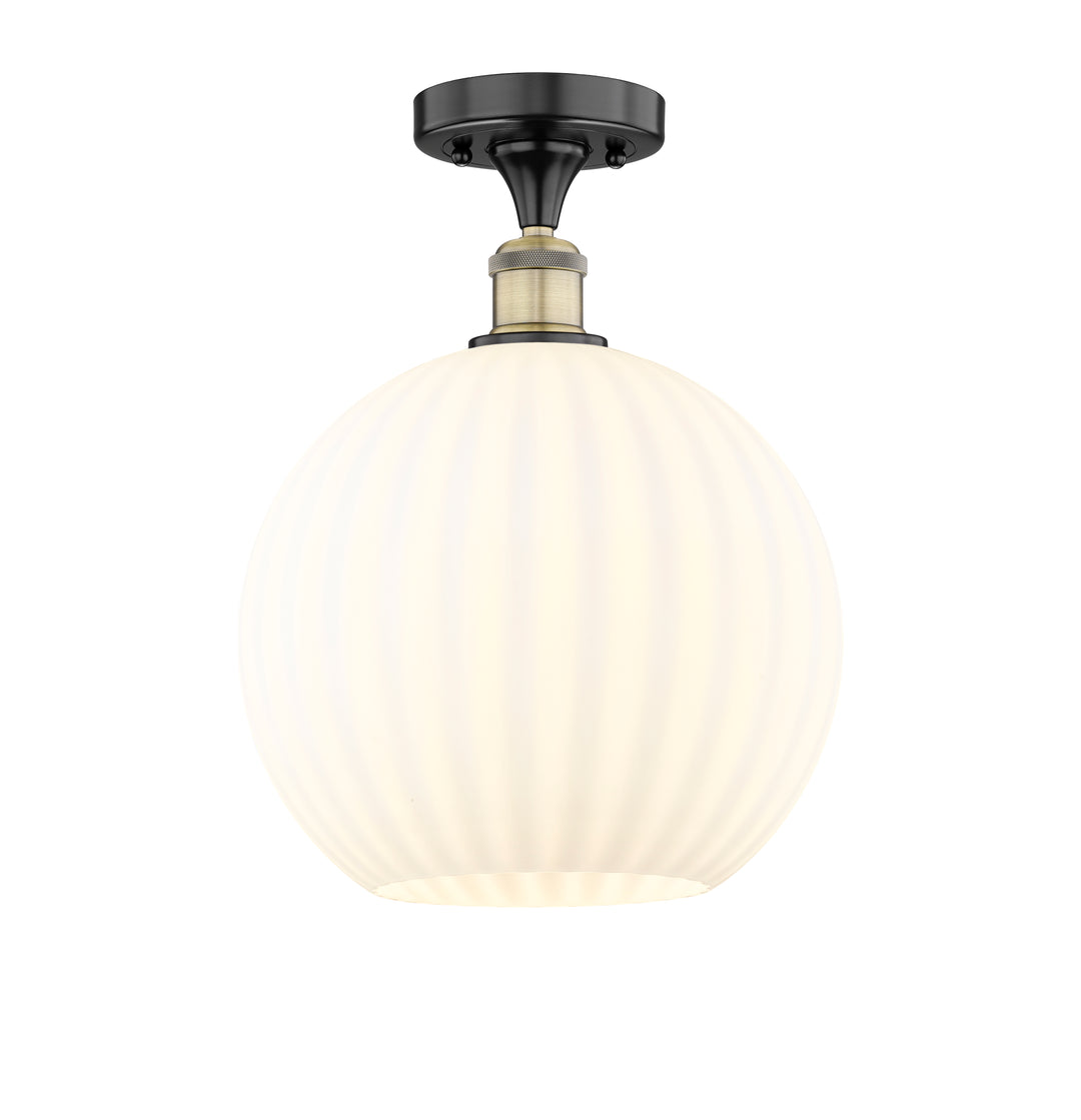 Innovations Lighting White Venetian 12" Semi-Flush Mount - Black Antique Brass Ceiling Semi Flush Mounts Innovations Lighting White Venetian ; Glass Type: White  