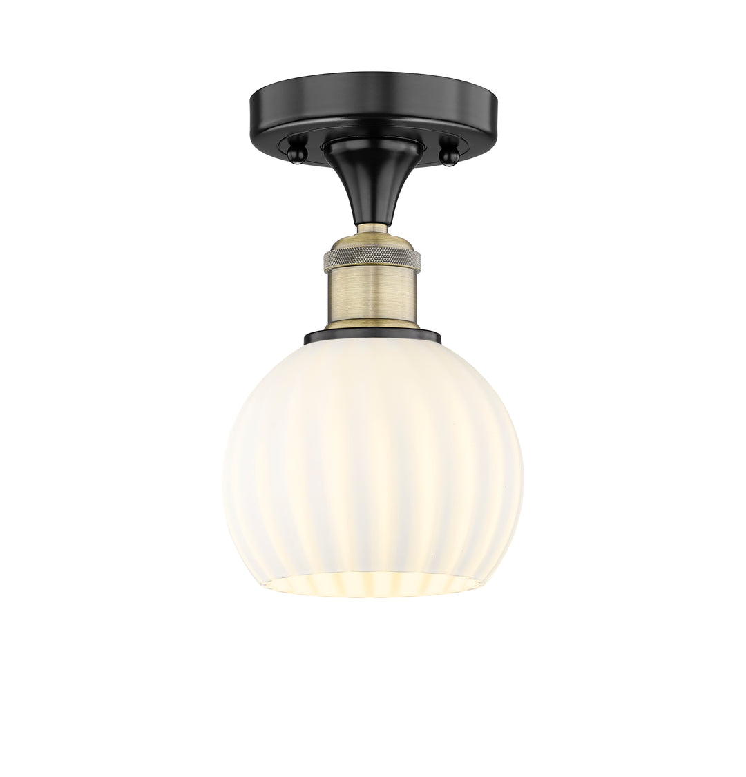 Innovations Lighting White Venetian 6" Semi-Flush Mount - Black Antique Brass Ceiling Semi Flush Mounts Innovations Lighting White Venetian ; Glass Type: White  