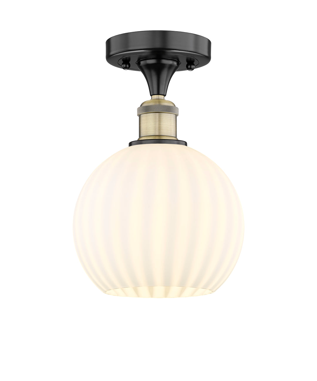 Innovations Lighting White Venetian 8" Semi-Flush Mount - Black Antique Brass Ceiling Semi Flush Mounts Innovations Lighting White Venetian ; Glass Type: White  