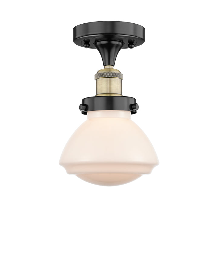 Innovations Lighting Olean 6.75" Semi-Flush Mount - Black Antique Brass