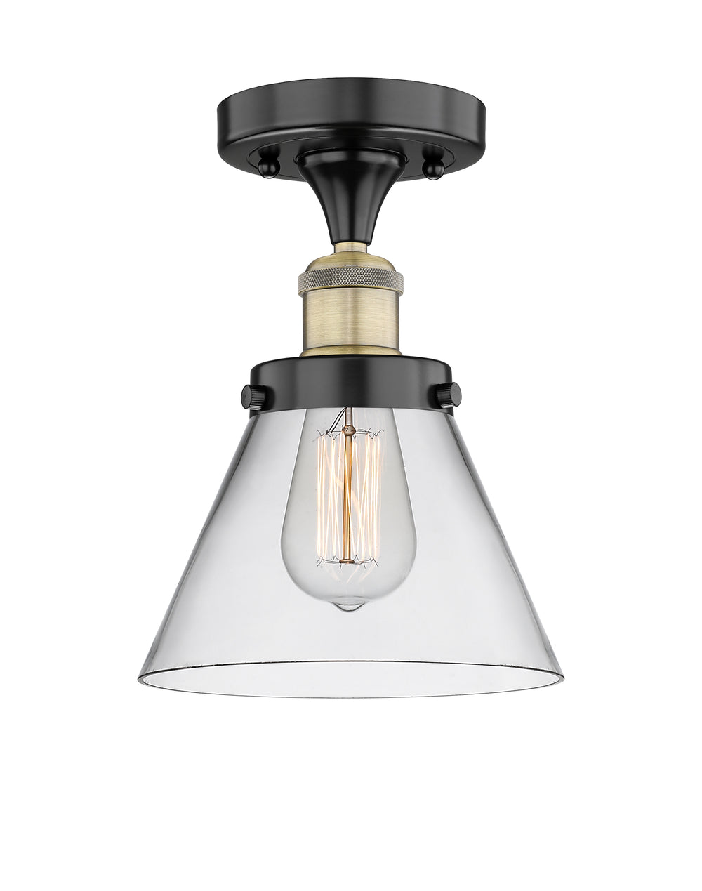 Innovations Lighting Cone 8" Semi-Flush Mount - Black Antique Brass