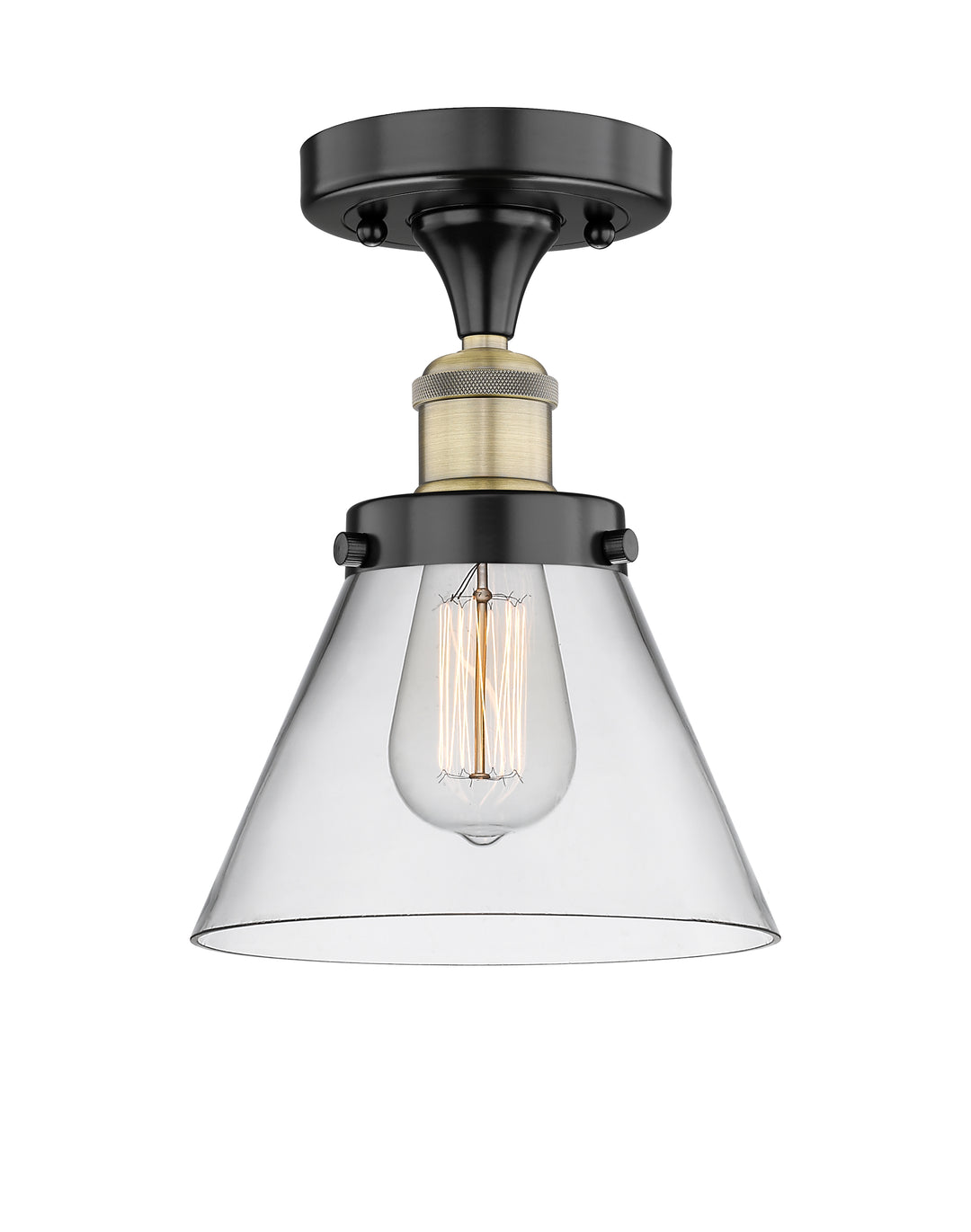 Innovations Lighting Cone 8" Semi-Flush Mount - Black Antique Brass