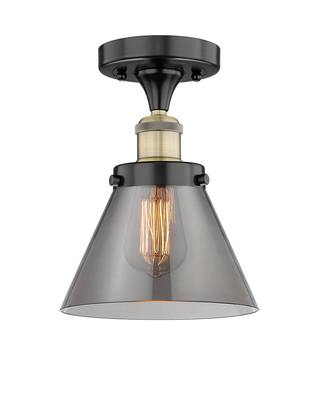 Innovations Lighting Cone 8" Semi-Flush Mount - Black Antique Brass