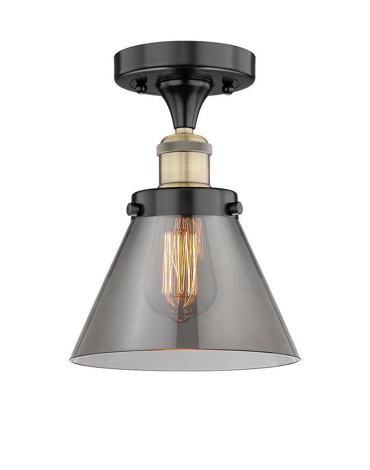 Innovations Lighting Cone 8" Semi-Flush Mount - Black Antique Brass
