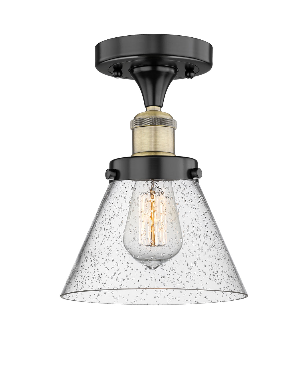 Innovations Lighting Cone 8" Semi-Flush Mount - Black Antique Brass