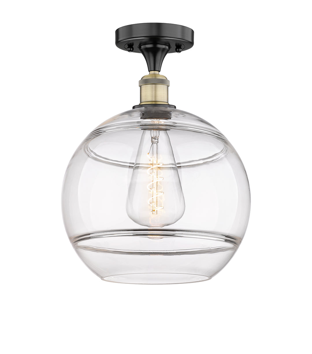 Innovations Lighting Rochester 12" Semi-Flush Mount - Black Antique Brass