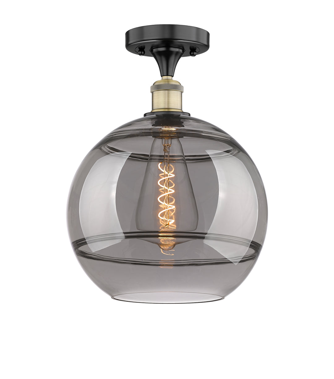 Innovations Lighting Rochester 12" Semi-Flush Mount - Black Antique Brass