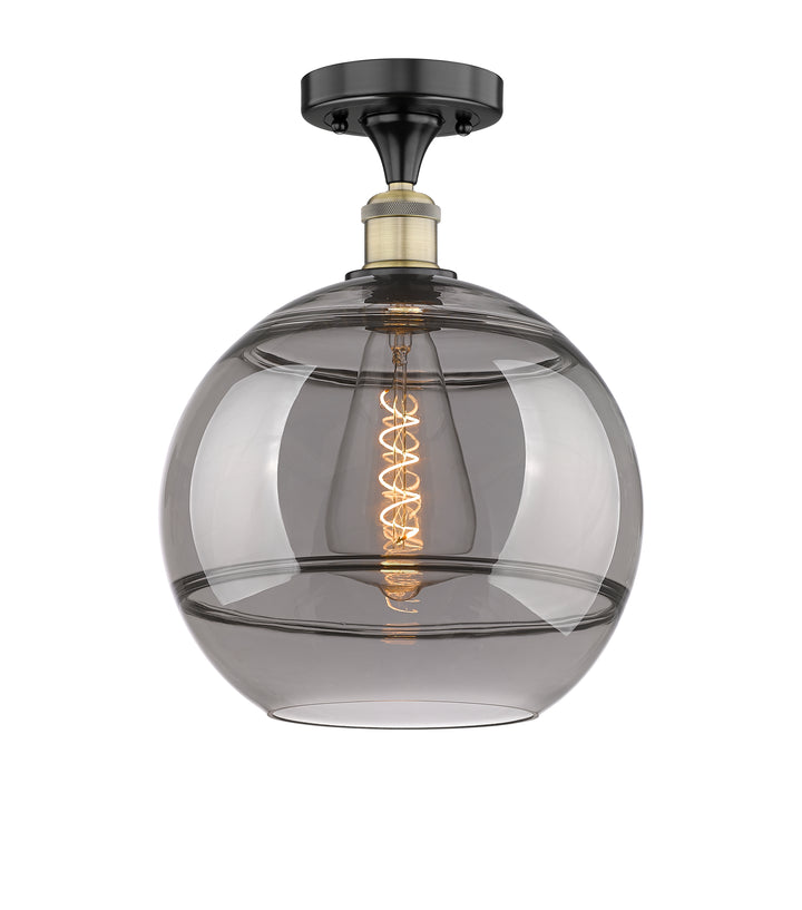 Innovations Lighting Rochester 12" Semi-Flush Mount - Black Antique Brass