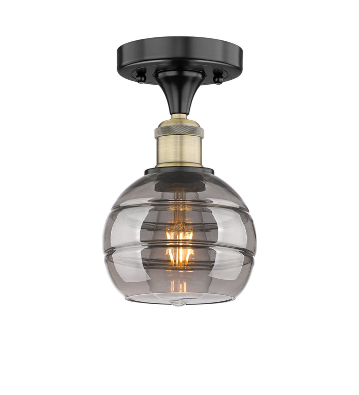 Innovations Lighting Rochester 6" Semi-Flush Mount - Black Antique Brass