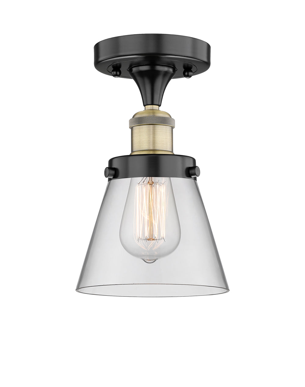 Innovations Lighting Cone 6" Semi-Flush Mount - Black Antique Brass