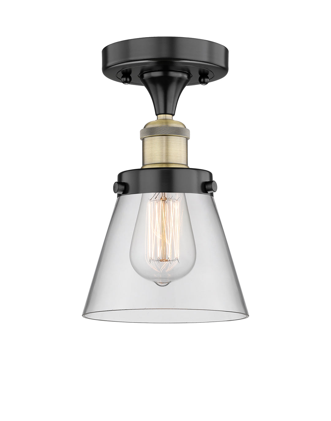 Innovations Lighting Cone 6" Semi-Flush Mount - Black Antique Brass