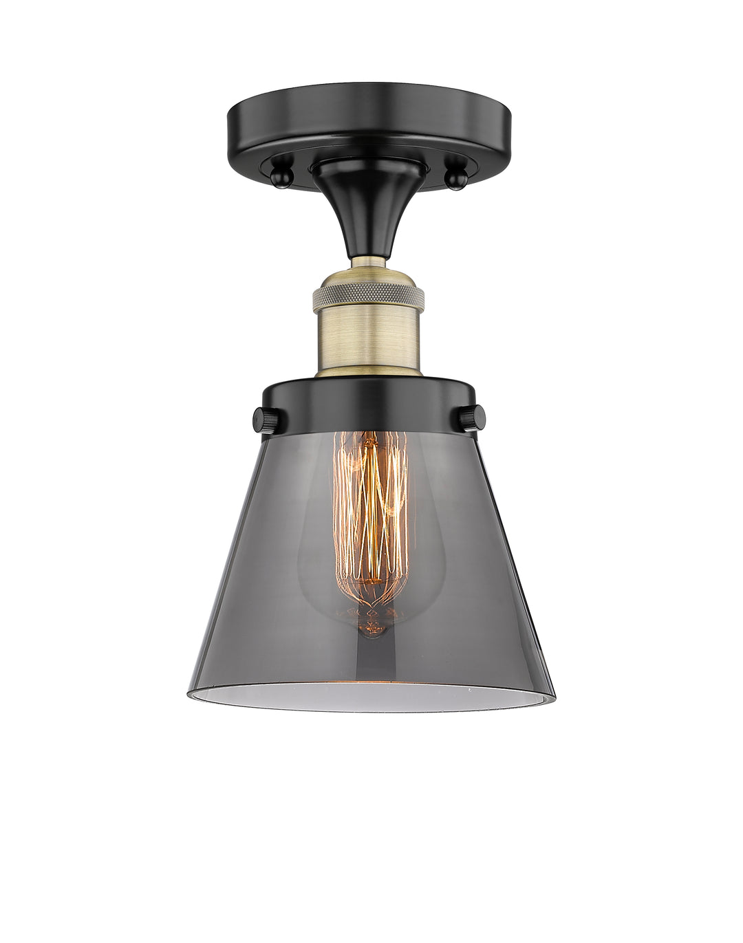 Innovations Lighting Cone 6" Semi-Flush Mount - Black Antique Brass