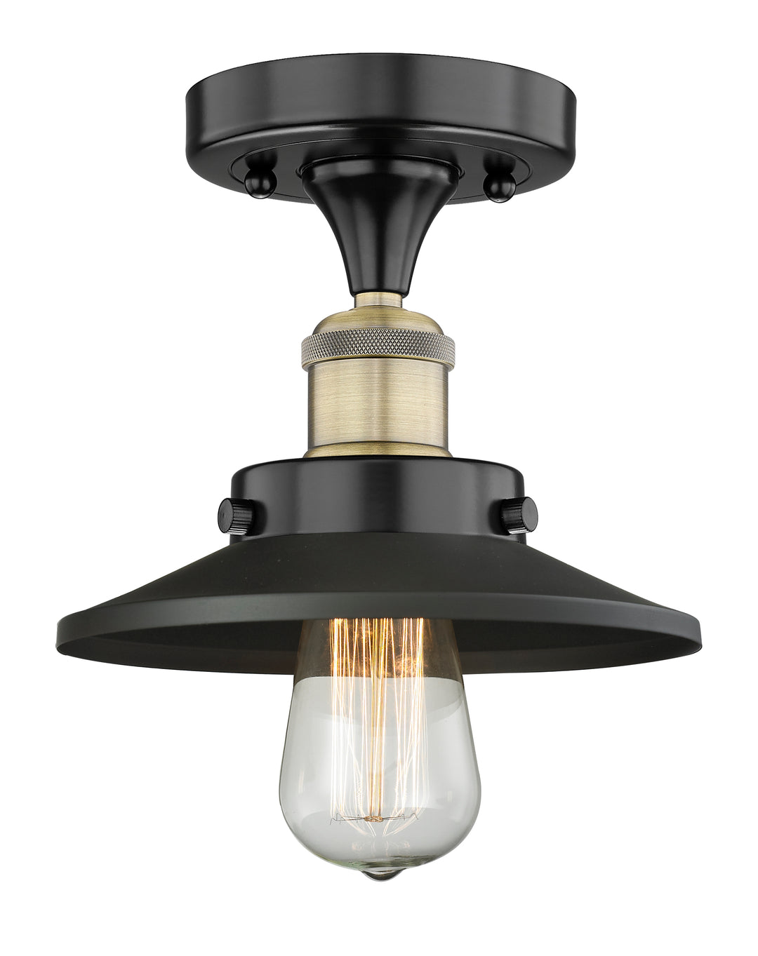 Innovations Lighting Railroad 8" Semi-Flush Mount - Black Antique Brass Ceiling Semi Flush Mounts Innovations Lighting Default Title  