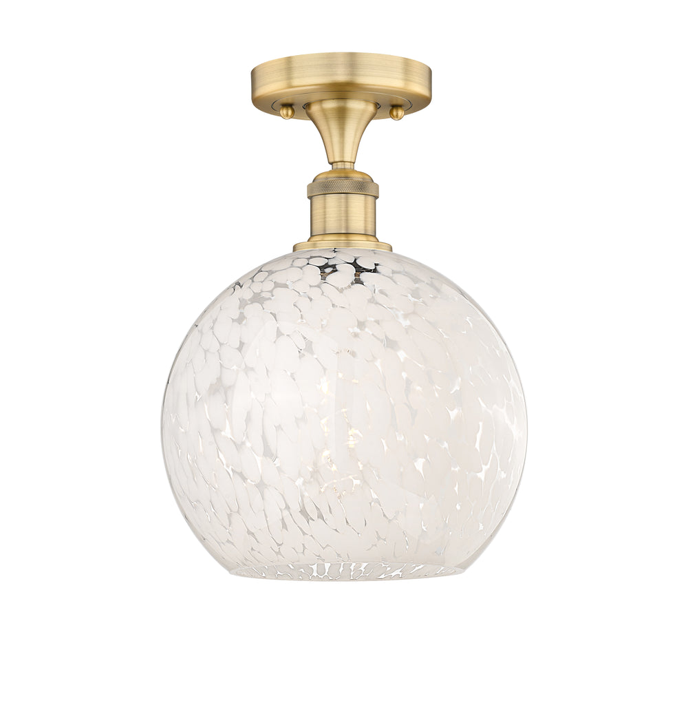 Innovations Lighting White Mouchette 10" Semi-Flush Mount - Brushed Brass