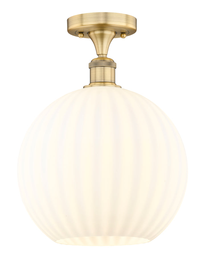 Innovations Lighting White Venetian 12" Semi-Flush Mount - Brushed Brass Ceiling Semi Flush Mounts Innovations Lighting White Venetian ; Glass Type: White  