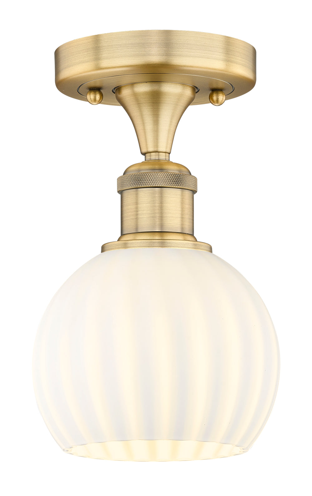 Innovations Lighting White Venetian 6" Semi-Flush Mount - Brushed Brass Ceiling Semi Flush Mounts Innovations Lighting White Venetian ; Glass Type: White  