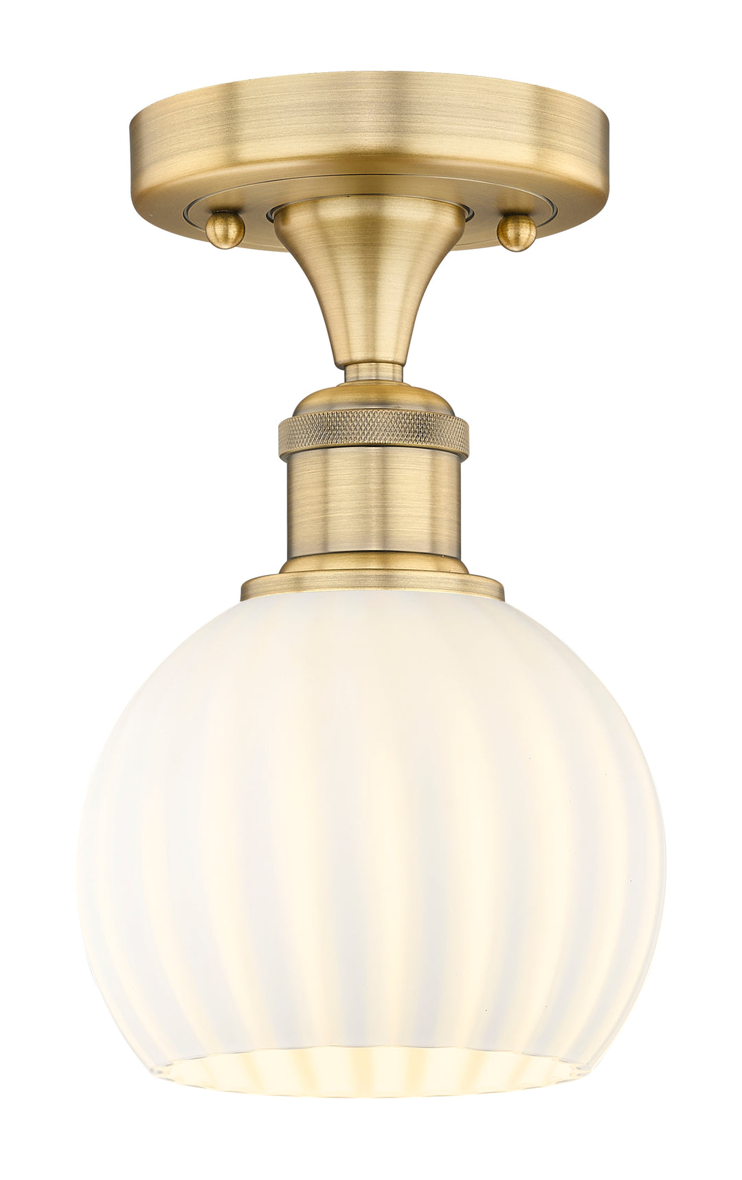 Innovations Lighting White Venetian 6" Semi-Flush Mount - Brushed Brass Ceiling Semi Flush Mounts Innovations Lighting White Venetian ; Glass Type: White  