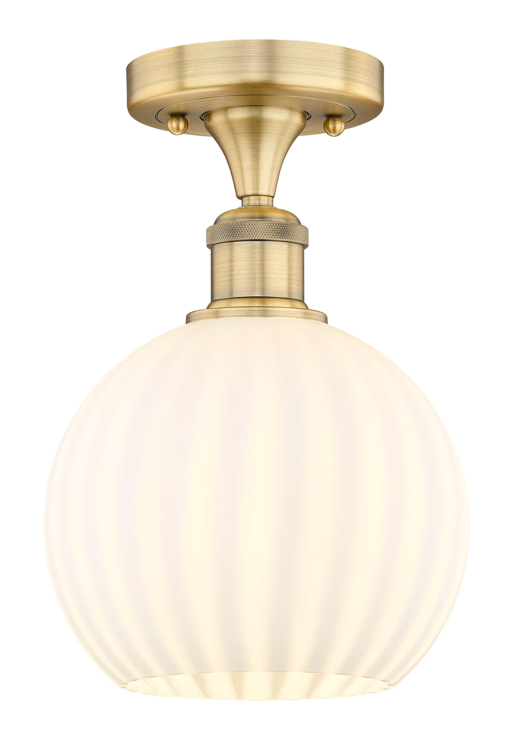 Innovations Lighting White Venetian 8" Semi-Flush Mount - Brushed Brass Ceiling Semi Flush Mounts Innovations Lighting White Venetian ; Glass Type: White  