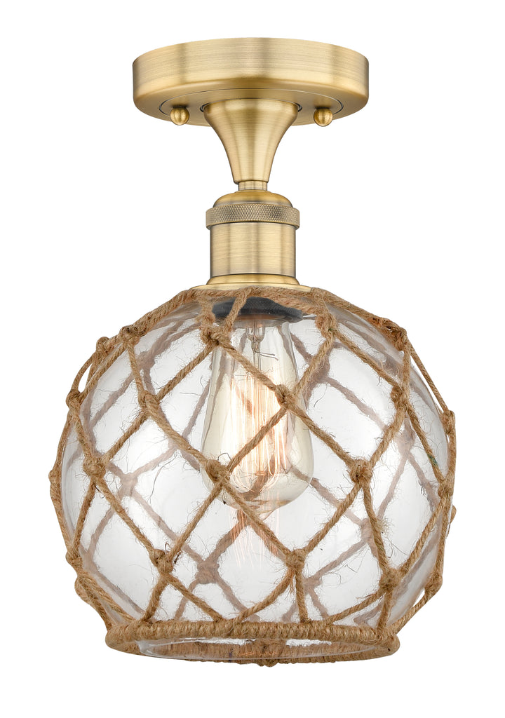 Innovations Lighting Farmhouse Rope 8" Semi-Flush Mount - Brushed Brass