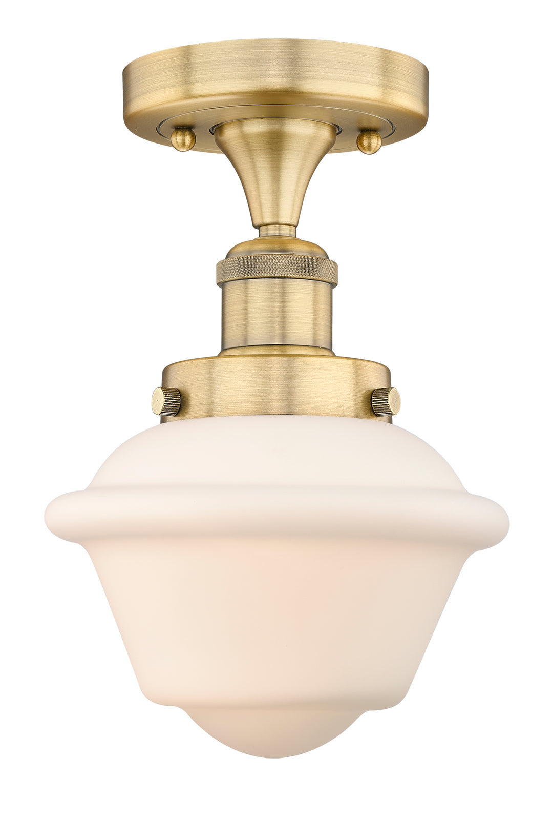 Innovations Lighting Oxford 7.5" Semi-Flush Mount - Brushed Brass Ceiling Semi Flush Mounts Innovations Lighting Matte White ; Glass Type: Frosted; Ribbed  