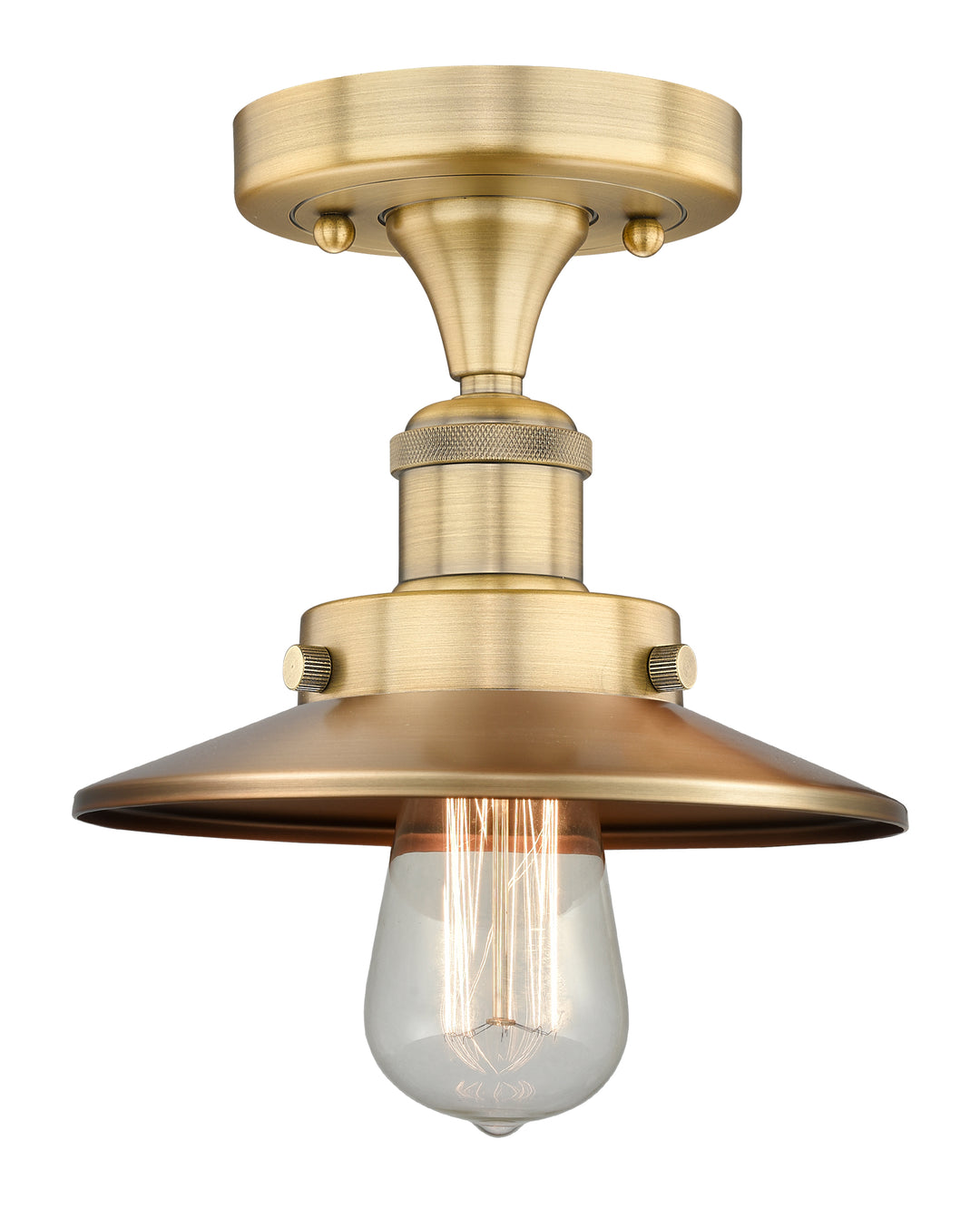 Innovations Lighting Railroad 8" Semi-Flush Mount - Brushed Brass Ceiling Semi Flush Mounts Innovations Lighting Default Title  