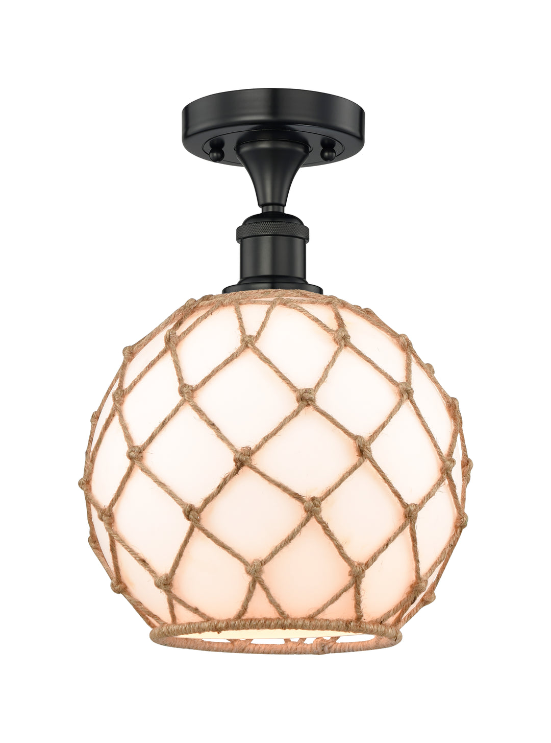 Innovations Lighting Large Farmhouse Rope Semi-Flush Mount - Matte Black