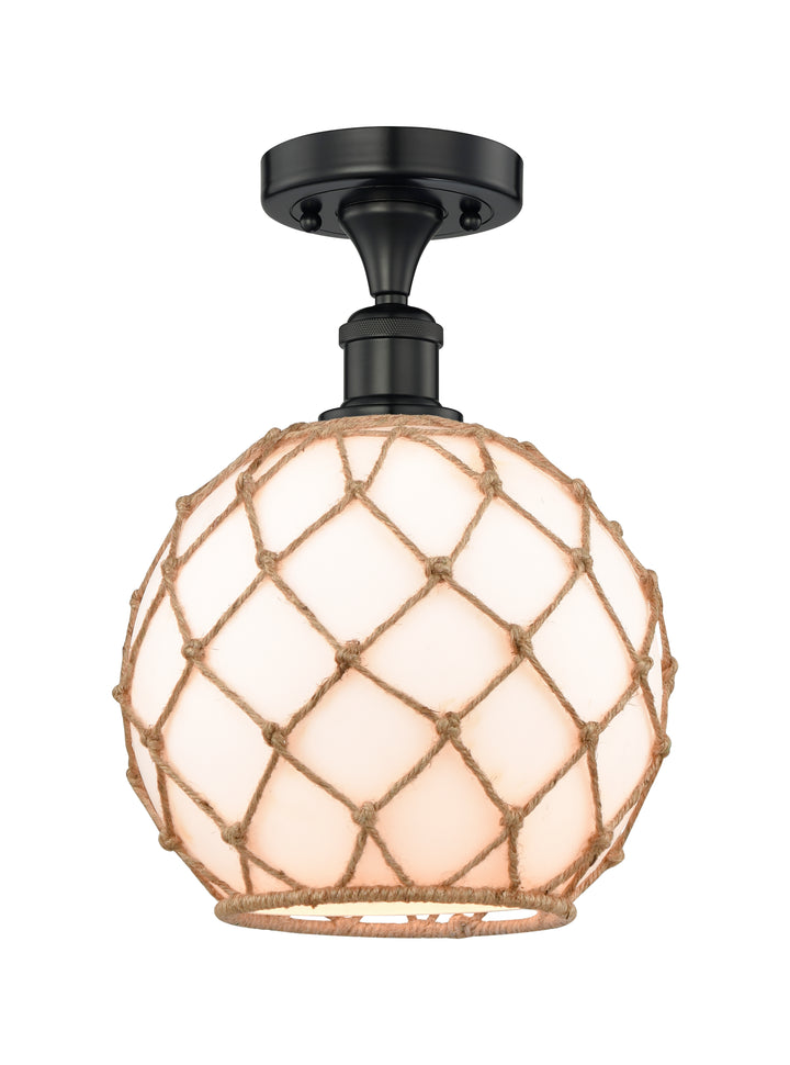 Innovations Lighting Large Farmhouse Rope Semi-Flush Mount - Matte Black