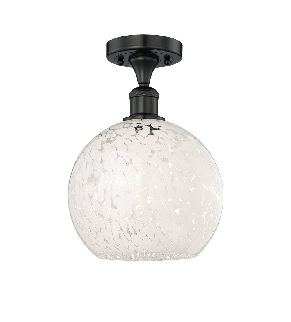 Innovations Lighting White Mouchette 10" Semi-Flush Mount - Matte Black