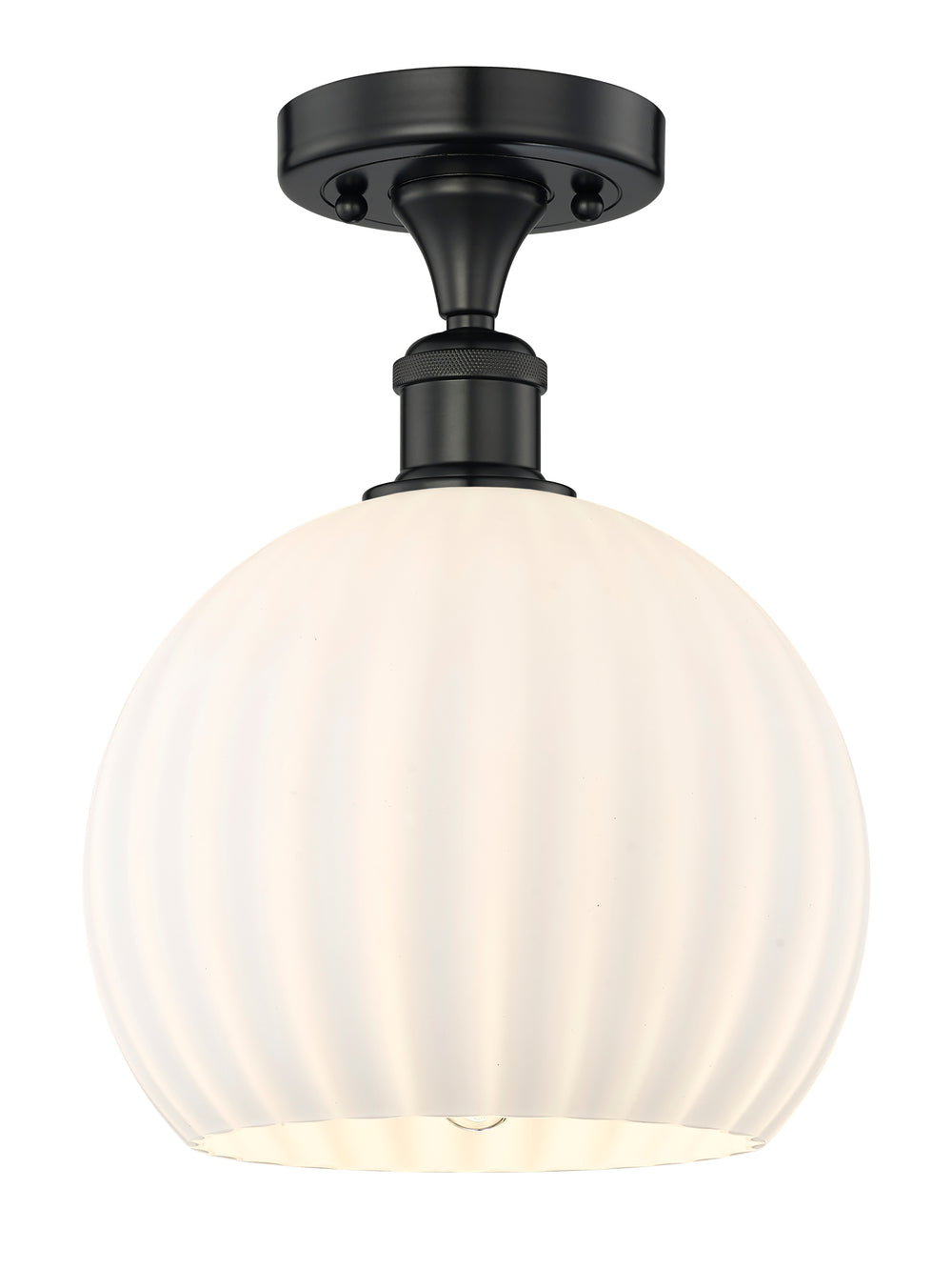 Innovations Lighting White Venetian 10" Semi-Flush Mount - Matte Black Ceiling Semi Flush Mounts Innovations Lighting White Venetian ; Glass Type: White  