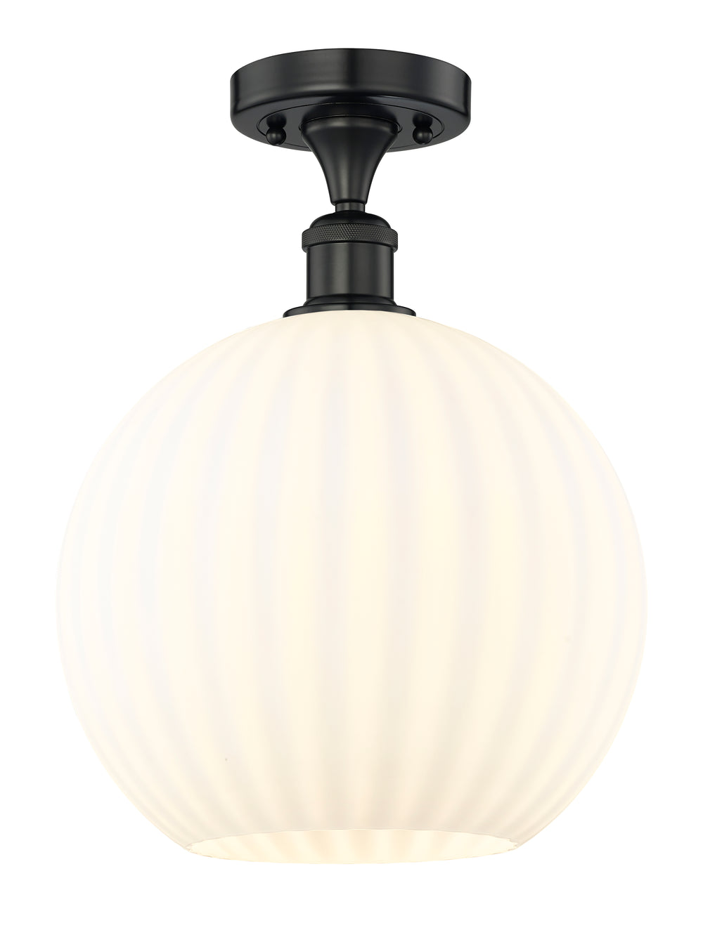 Innovations Lighting White Venetian 12" Semi-Flush Mount - Matte Black Ceiling Semi Flush Mounts Innovations Lighting White Venetian ; Glass Type: White  