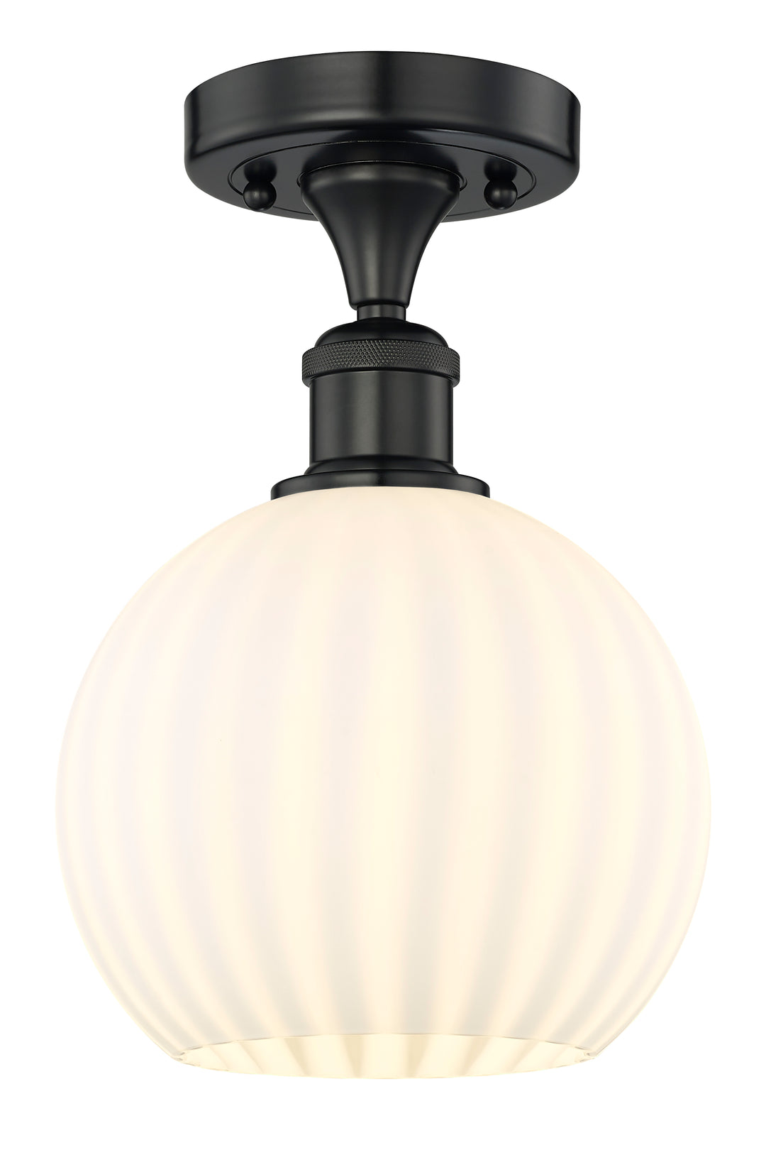 Innovations Lighting White Venetian 8" Semi-Flush Mount - Matte Black Ceiling Semi Flush Mounts Innovations Lighting White Venetian ; Glass Type: White  