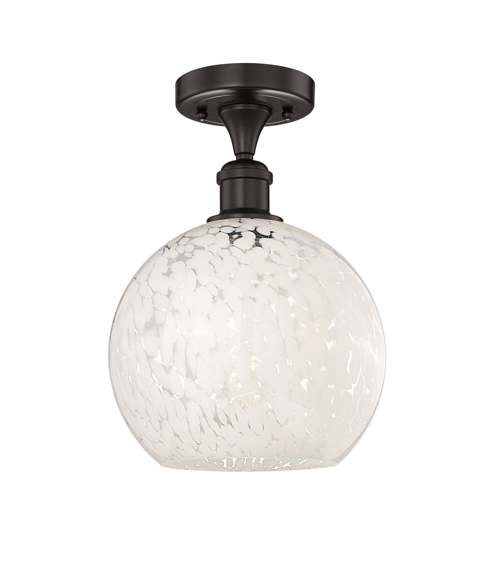 Innovations Lighting White Mouchette 10" Semi-Flush Mount - Oil Rubbed Bronze