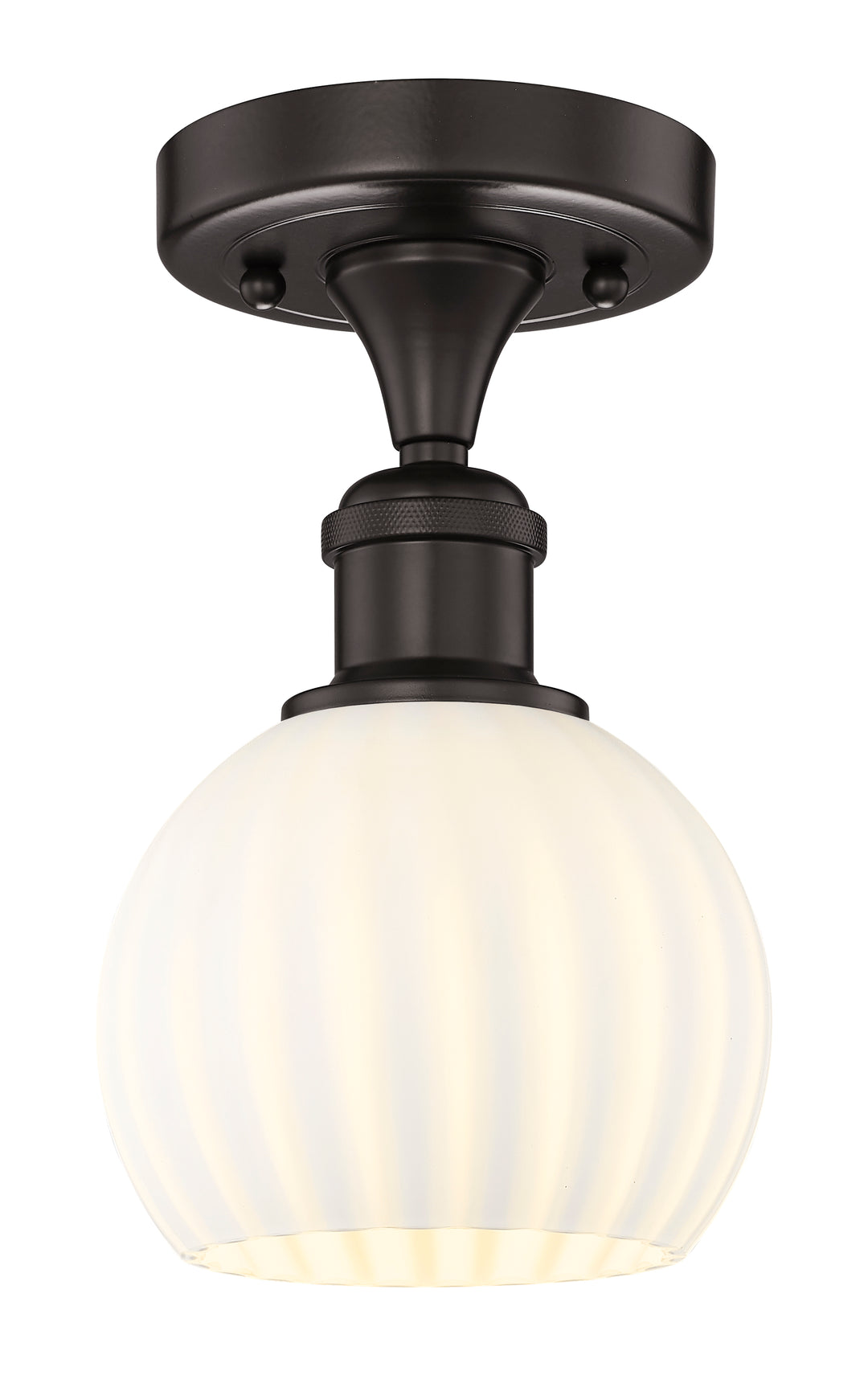 Innovations Lighting White Venetian 6" Semi-Flush Mount - Oil Rubbed Bronze Ceiling Semi Flush Mounts Innovations Lighting White Venetian ; Glass Type: White  