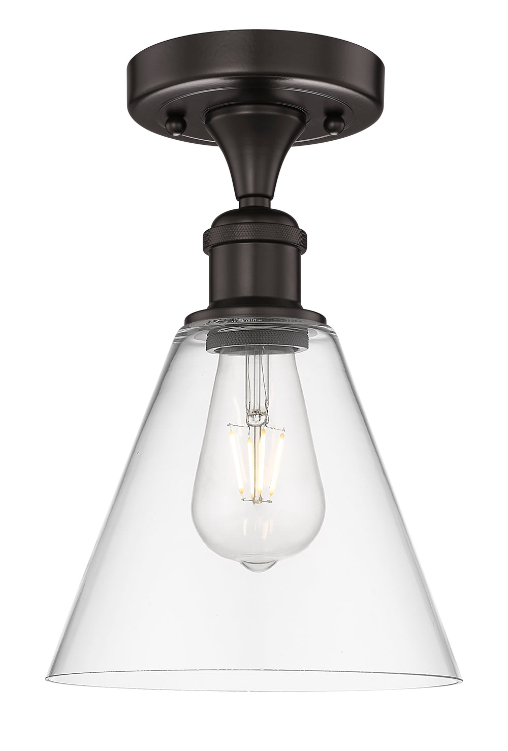 Innovations Lighting Berkshire Glass 8" Semi-Flush Mount - Oil Rubbed Bronze
