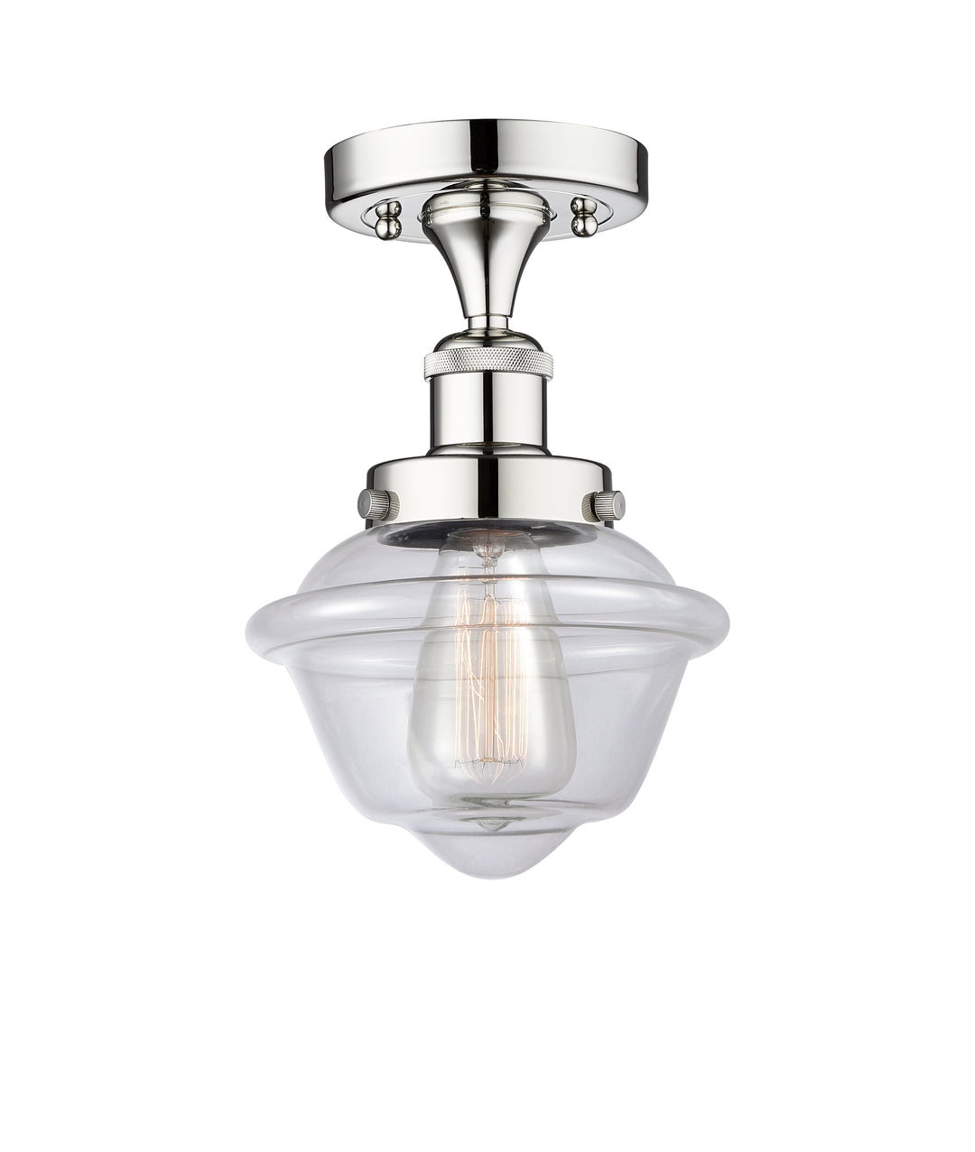 Innovations Lighting Oxford 7.5" Semi-Flush Mount - Polished Chrome Ceiling Semi Flush Mounts Innovations Lighting Clear ; Glass Type: Transparent; Ribbed  