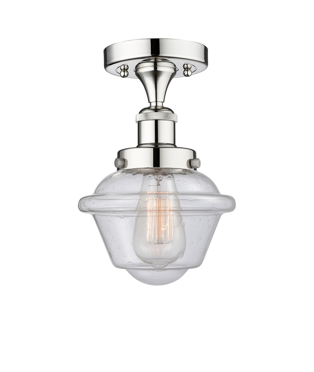 Innovations Lighting Oxford 7.5" Semi-Flush Mount - Polished Chrome Ceiling Semi Flush Mounts Innovations Lighting Seedy ; Glass Type: Seedy; Ribbed  