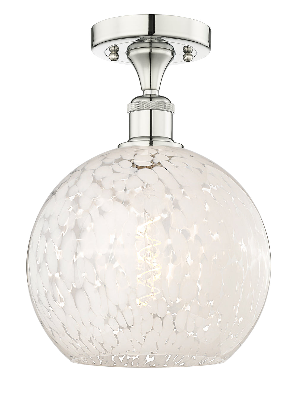 Innovations Lighting White Mouchette 10" Semi-Flush Mount - Polished Nickel