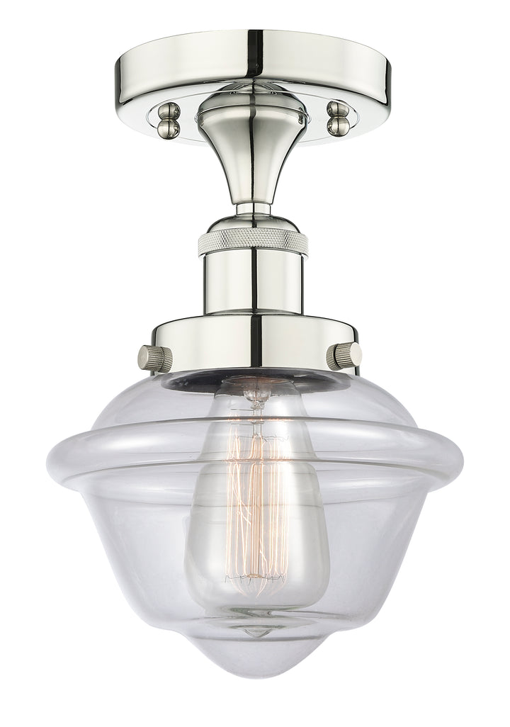 Innovations Lighting Oxford 7.5" Semi-Flush Mount - Polished Nickel Ceiling Semi Flush Mounts Innovations Lighting Clear ; Glass Type: Transparent; Ribbed  