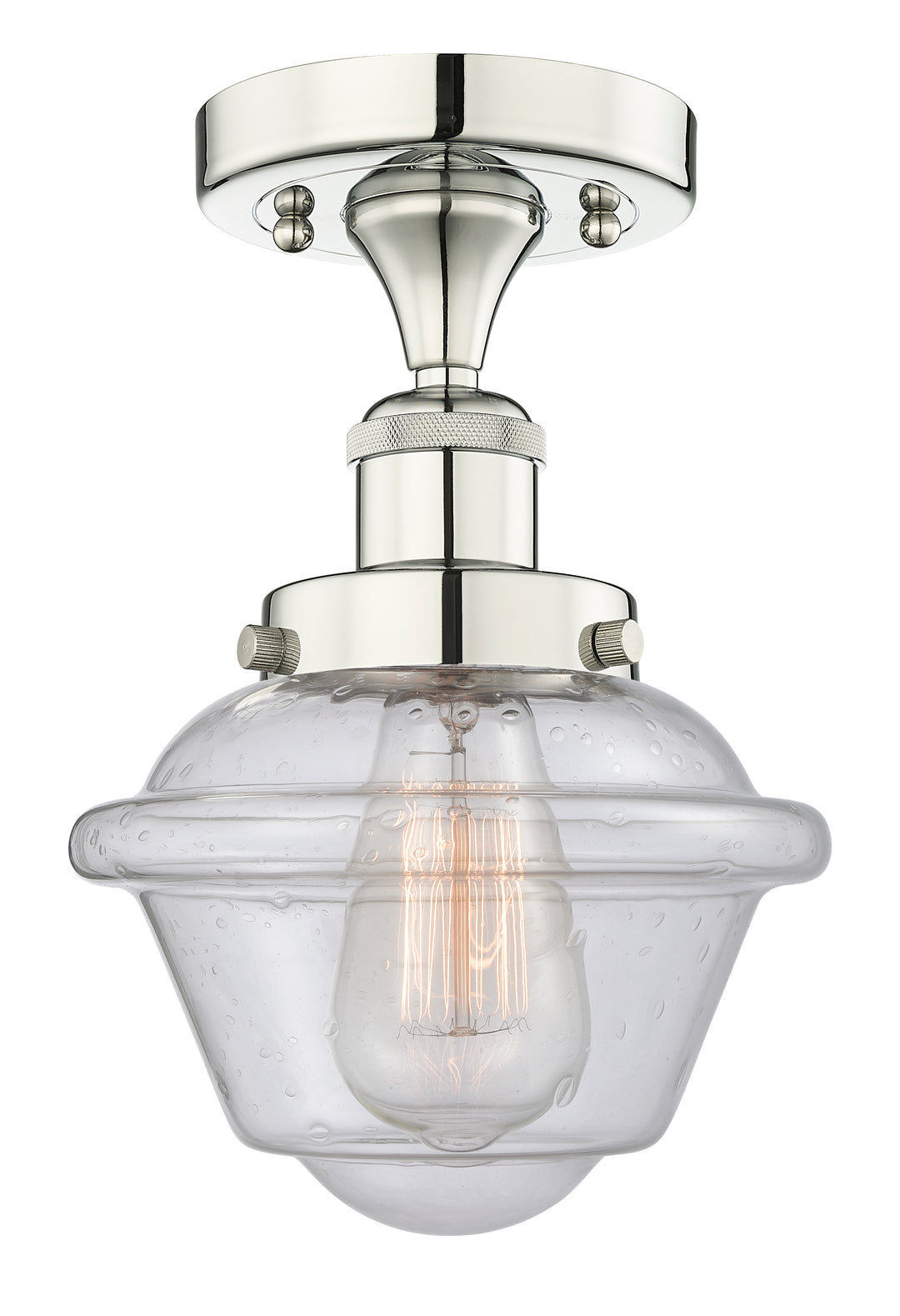 Innovations Lighting Oxford 7.5" Semi-Flush Mount - Polished Nickel Ceiling Semi Flush Mounts Innovations Lighting Seedy ; Glass Type: Seedy; Ribbed  