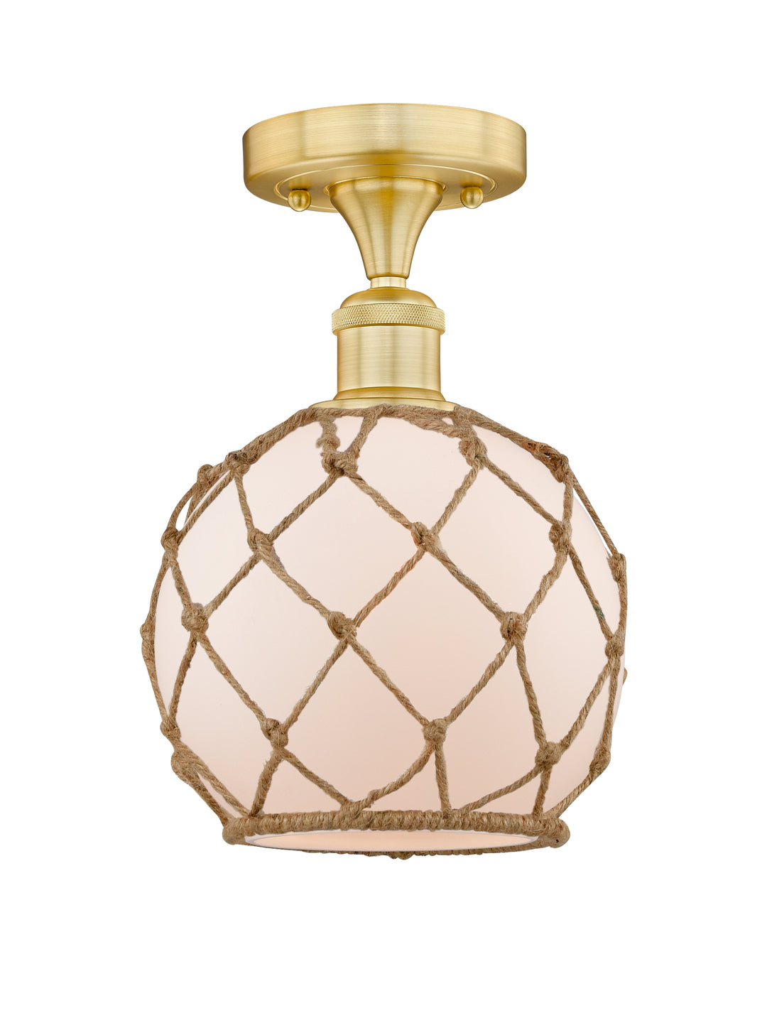 Innovations Lighting Farmhouse Rope 8" Semi-Flush Mount - Satin Gold