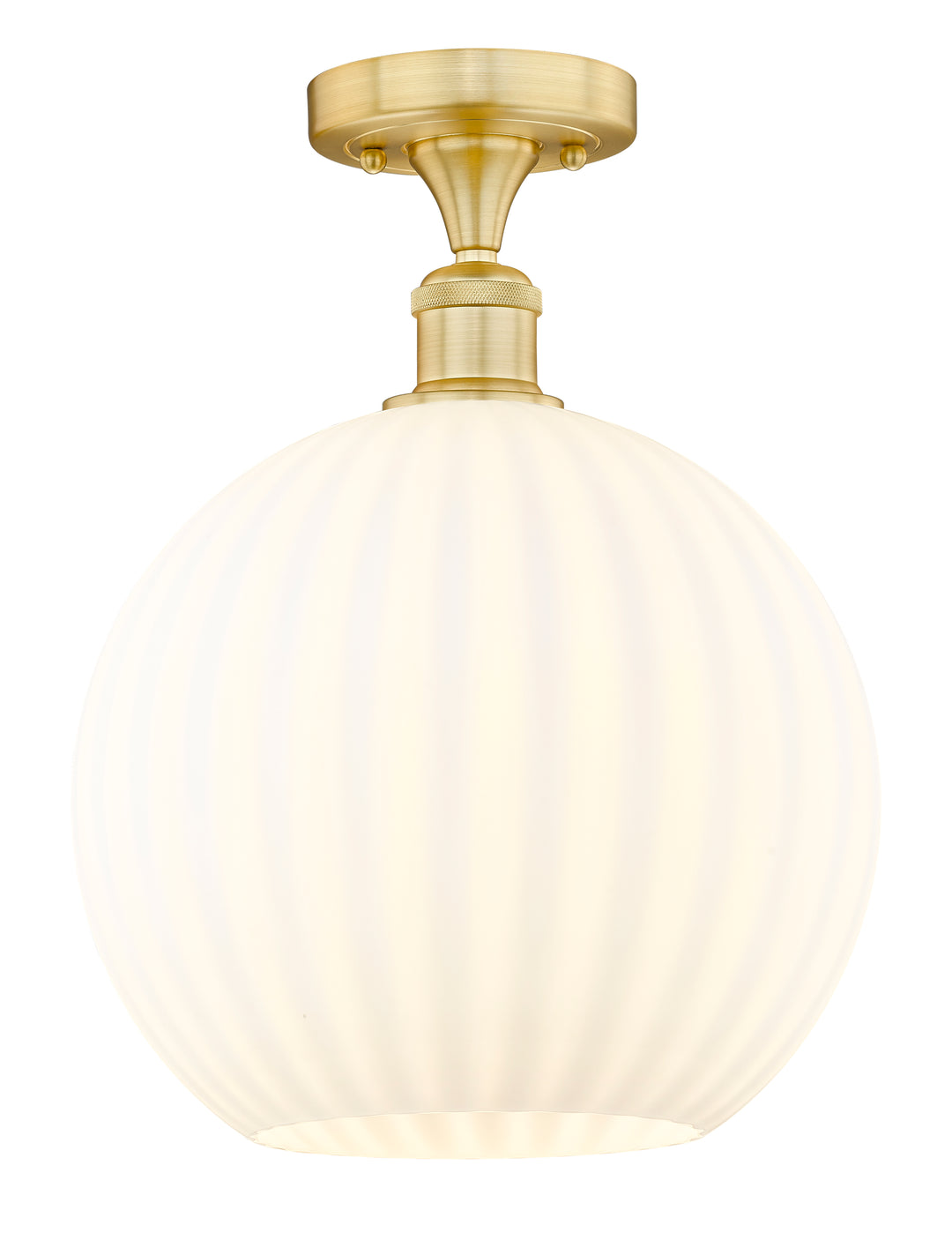 Innovations Lighting White Venetian 12" Semi-Flush Mount - Satin Gold Ceiling Semi Flush Mounts Innovations Lighting White Venetian ; Glass Type: White  