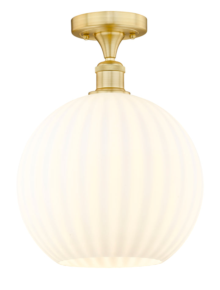 Innovations Lighting White Venetian 12" Semi-Flush Mount - Satin Gold Ceiling Semi Flush Mounts Innovations Lighting White Venetian ; Glass Type: White  