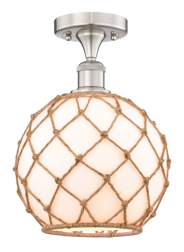 Innovations Lighting Large Farmhouse Rope Semi-Flush Mount - Brushed Satin Nickel