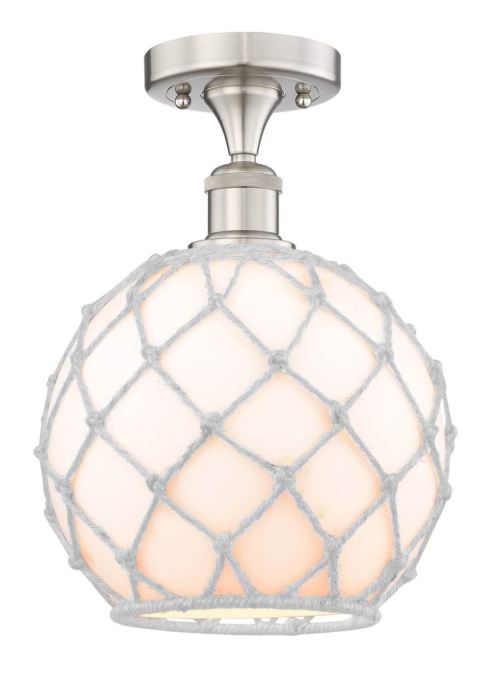 Innovations Lighting Large Farmhouse Rope Semi-Flush Mount - Brushed Satin Nickel