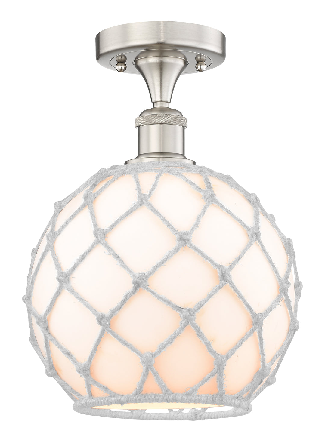 Innovations Lighting Large Farmhouse Rope Semi-Flush Mount - Brushed Satin Nickel